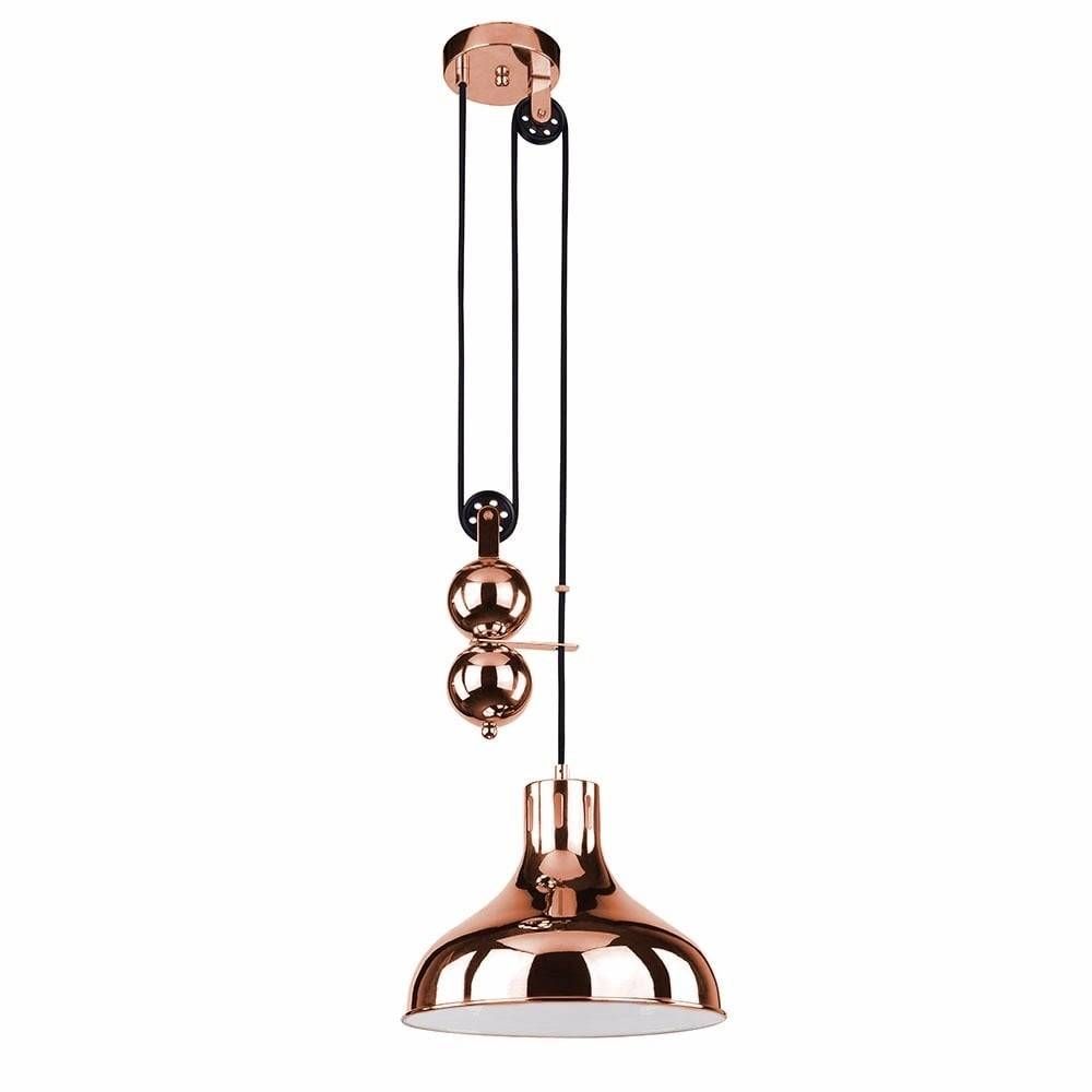 Copper Smithson Rise & Fall Adjustable Pendant Light | Industrial With Regard To Pulley Adjustable Pendant Lights (Photo 6 of 15)
