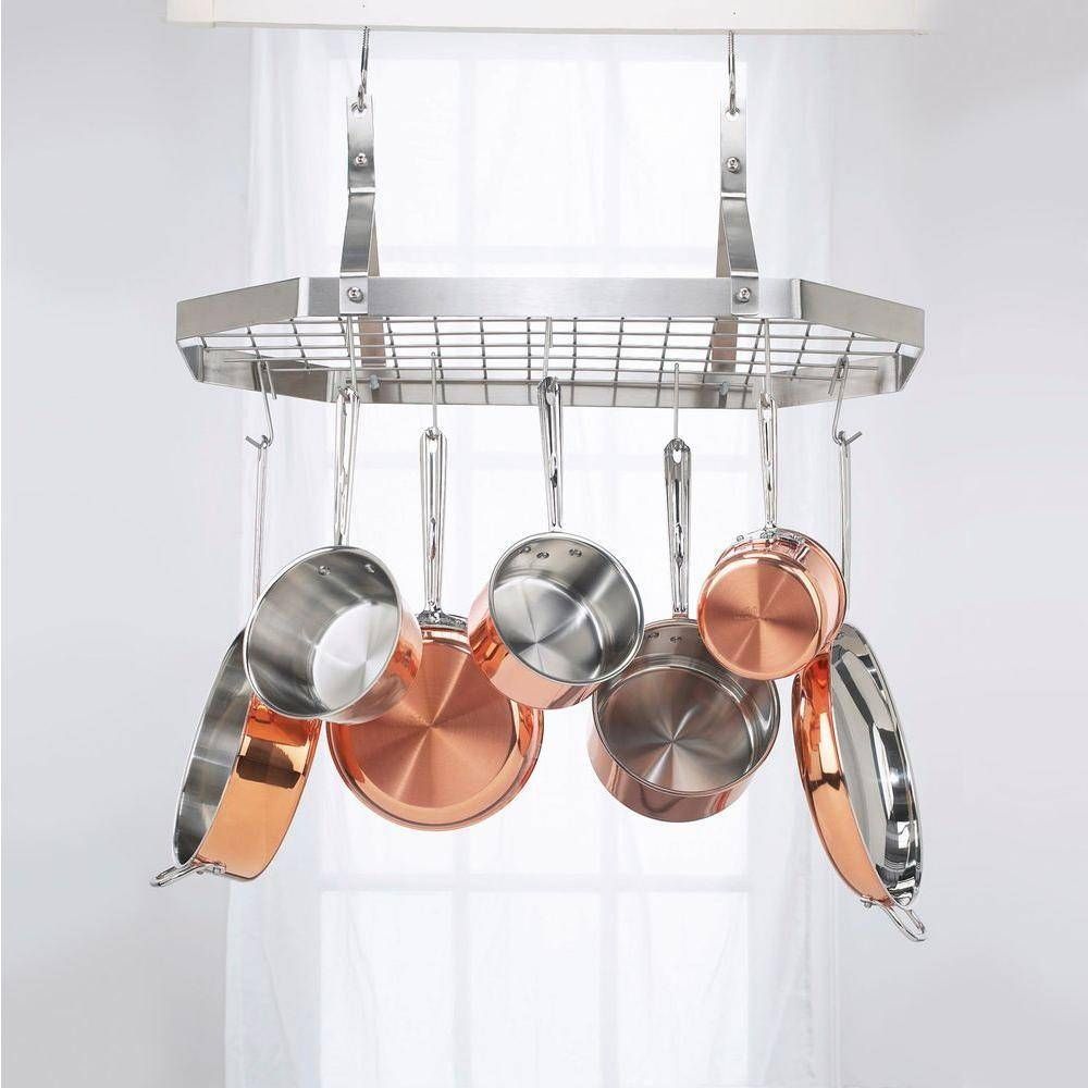 Cuisinart Octagonal Hanging Cookware Rack Crc29b – The Home Depot In Kitchen Pendant Lights With Pot Rack (View 10 of 15)