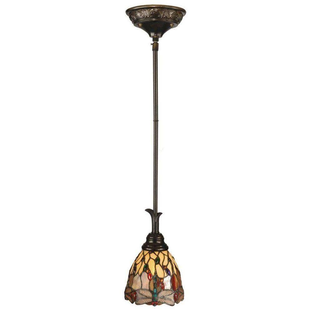 Dale Tiffany Dragonfly 1 Light Antique Bronze Mini Pendant Pertaining To Tiffany Pendant Light Fixtures (View 12 of 15)