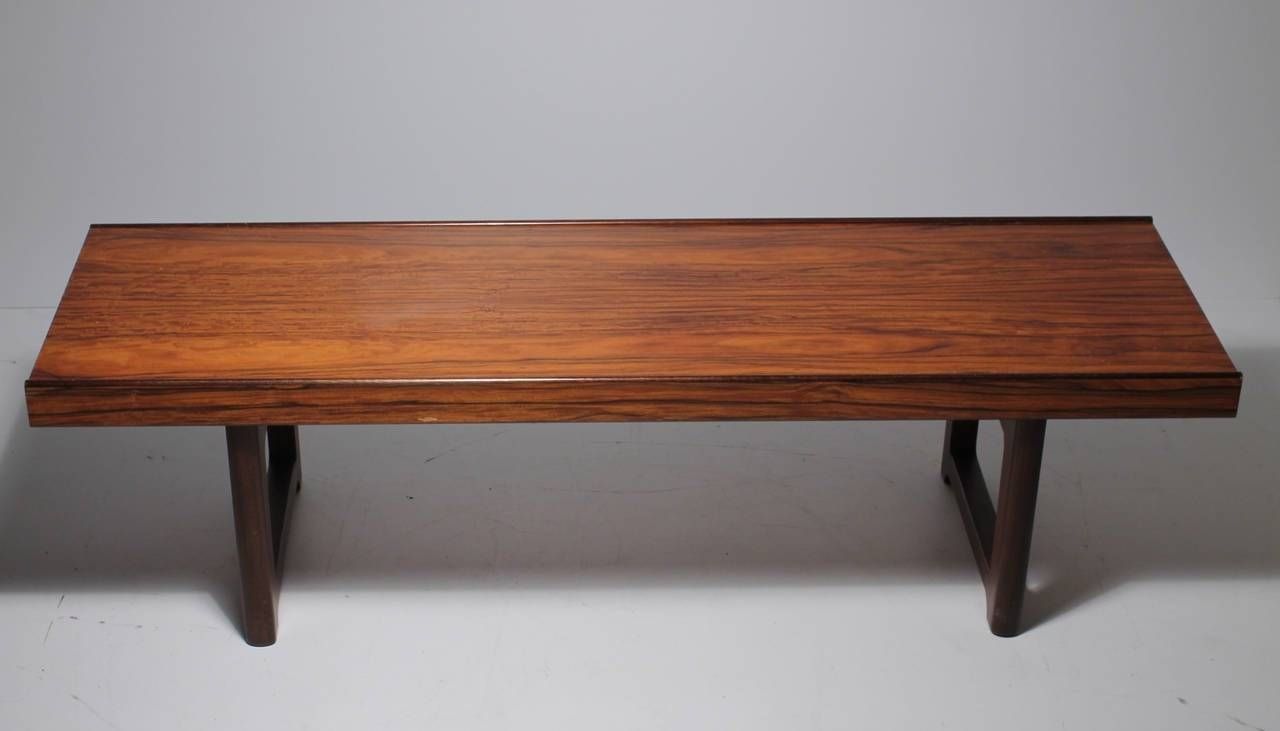 Danish Modern Bruksbo Short Rosewood Bench Coffee Table For Sale Intended For Short Coffee Tables (Photo 3 of 15)