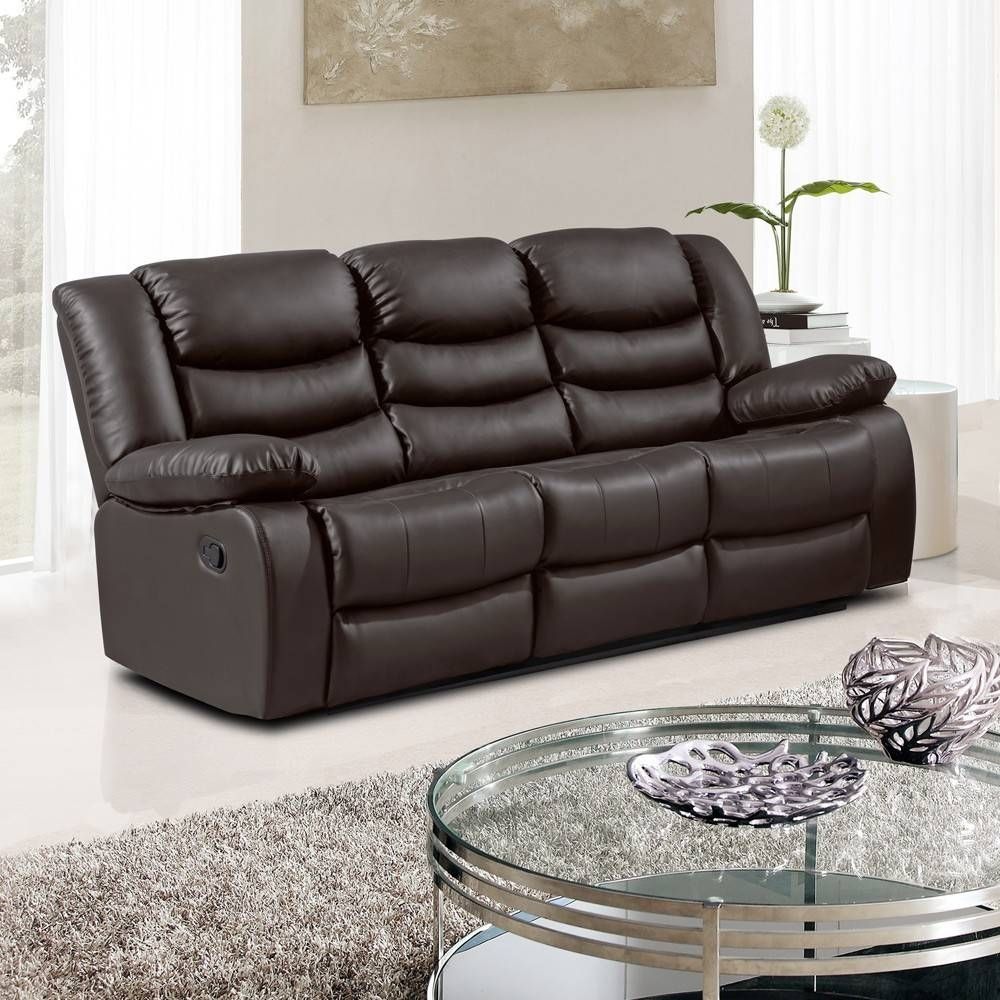 Dark Brown Recliner Sofa Collection In Bonded Leather With Regard To Bonded Leather Sofas (View 11 of 15)