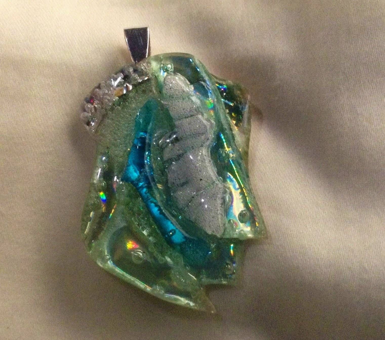 Dichroic Glass Pendant Effect. Necklace, Recycled Jewelry. – Youtube Pertaining To Recycled Glass Pendants (Photo 5 of 15)
