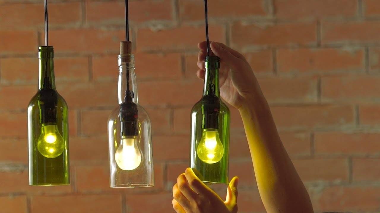 Diy Hanging Wine Bottle Pendants – Youtube In Wine Bottle Ceiling Lights (Photo 14 of 15)