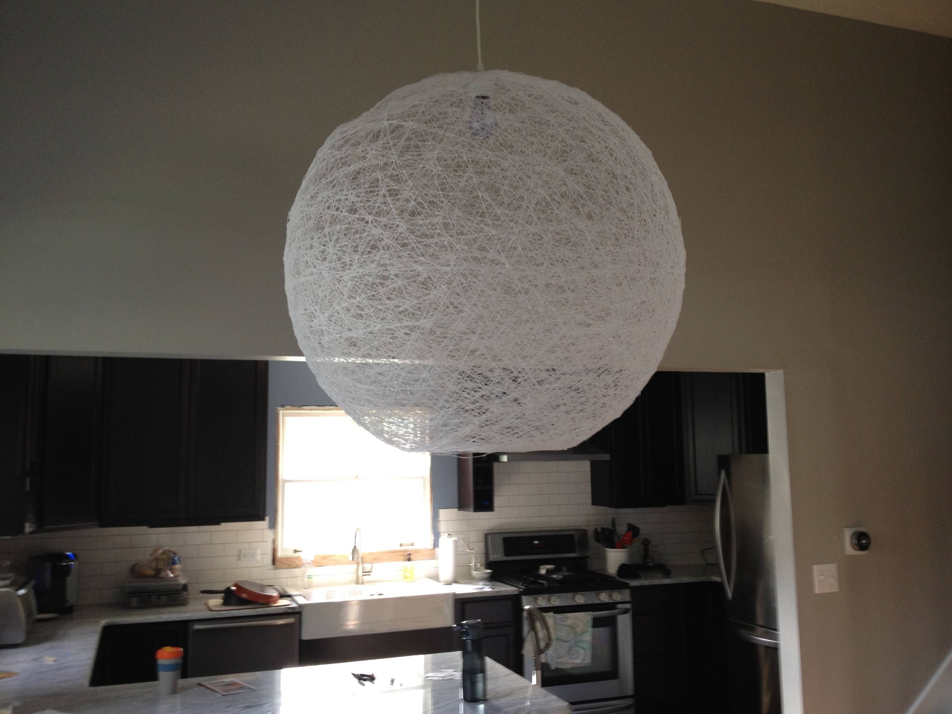 Diy: String Globe Chandelier Tutorial – Keeps On Ringing Pertaining To Diy Yarn Pendant Lights (View 12 of 15)