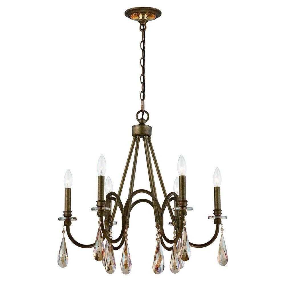 Easylite 6 Light Bronze Chandelier 25659 Hb – The Home Depot Within Easy Lite Pendant Lights (Photo 13 of 15)