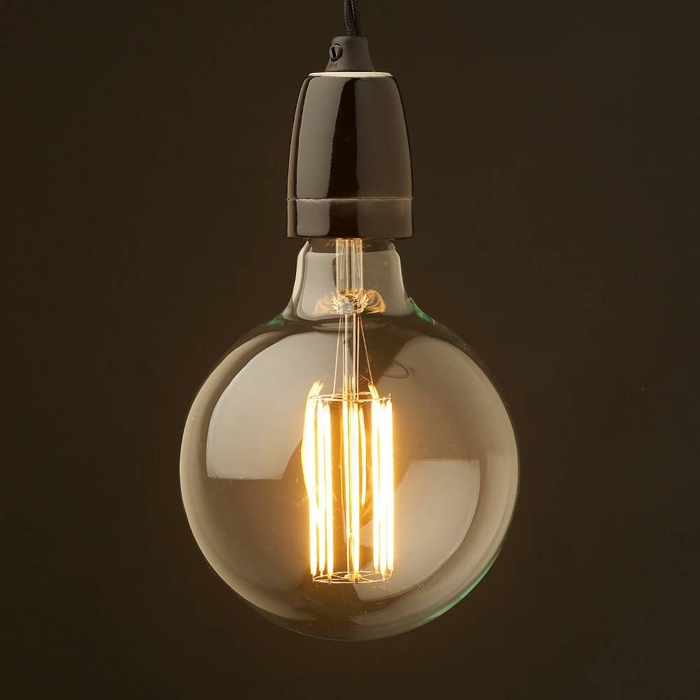 Edison Style Light Bulb And E27 Black Fine Porcelain Pendant For Bare Bulb Pendant Light Fixtures (Photo 2 of 15)
