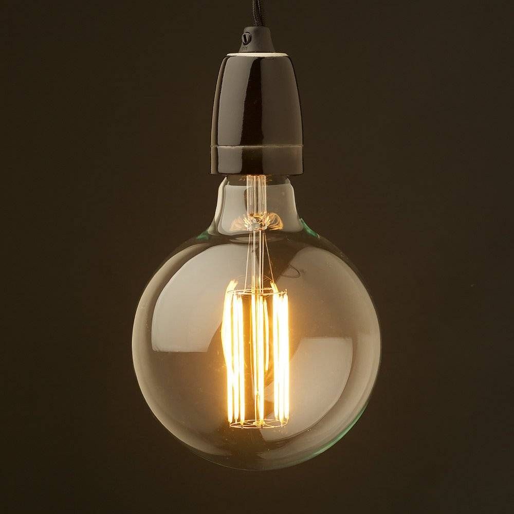 Edison Style Light Bulb And E27 Black Fine Porcelain Pendant Pertaining To Bare Bulb Pendant Lights (Photo 2 of 15)