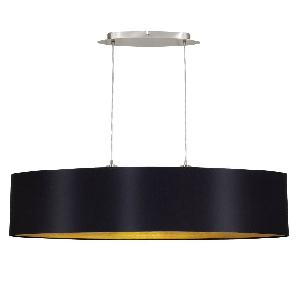 Eglo 31616 Maserlo Large 1m Oval Black And Gold Fabric Pendant Light Throughout Black And Gold Pendant Lights (View 3 of 15)