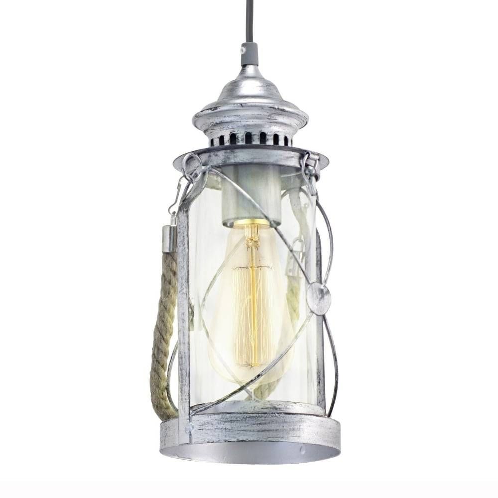 Eglo 49214 Antique Silver Lantern Style Pendant Light With Lantern Style Pendant Lighting (View 15 of 15)