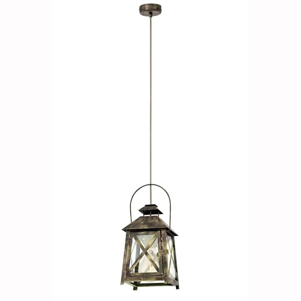 Eglo 49347 Redford Gold Red Lantern Style Pendant Light Pertaining To Lantern Style Pendant Lights (View 13 of 15)