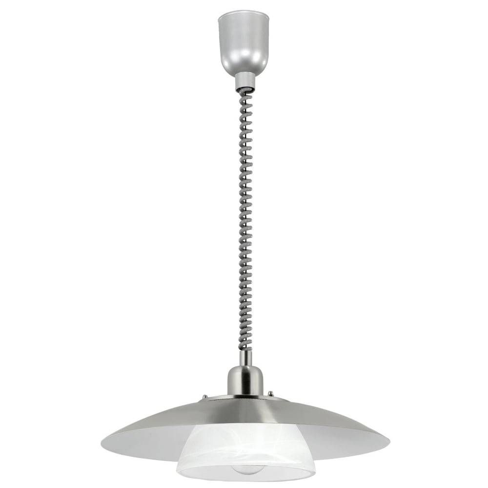 Eglo 87058 Brenda Rise And Fall Pendant Light In Satin Nickel Within Rise And Fall Pendant Lighting (Photo 4 of 15)