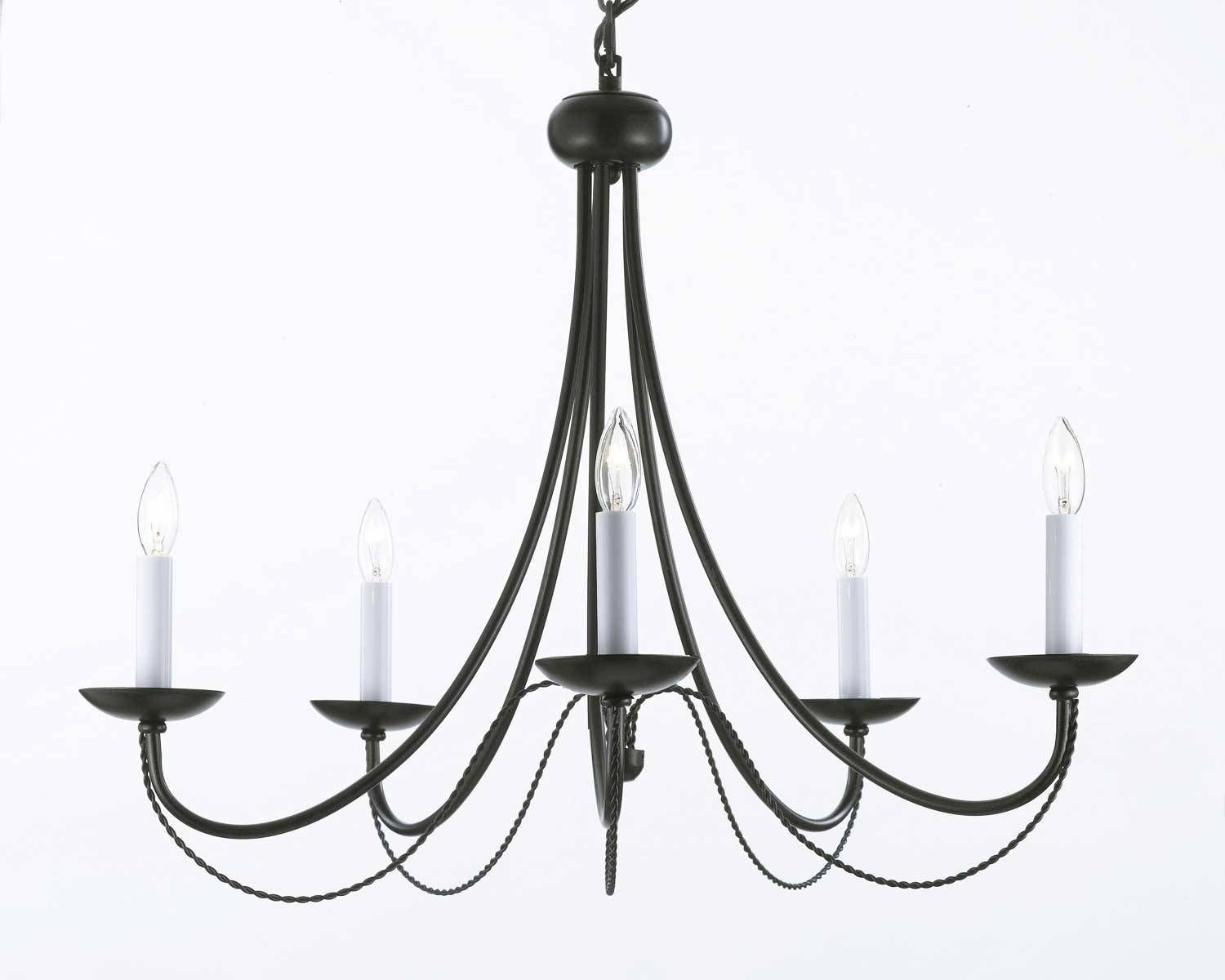 Elegant Iron Chandelier With Crystals Charming Black Wrought Iron For Black Wrought Iron Pendant Lights (Photo 12 of 15)
