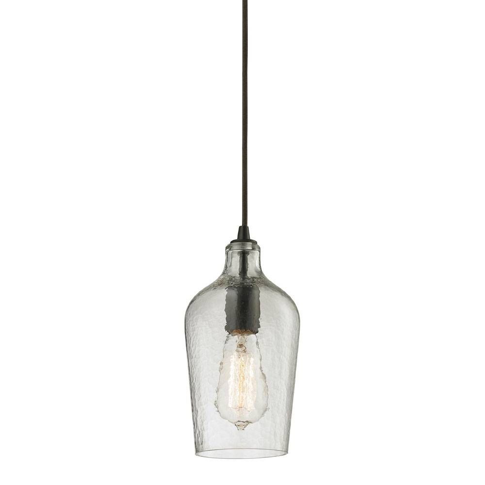 Elk 10331 1clr Hammered Glass Modern Oil Rubbed Bronze Mini For Oiled Bronze Pendant Lights (View 10 of 15)