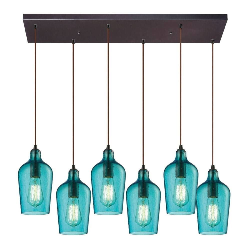 Elk 10331 6rc Haq Hammered Glass Modern Oil Rubbed Bronze Multi With Oil Rubbed Bronze Pendant Light Fixtures (Photo 2 of 15)