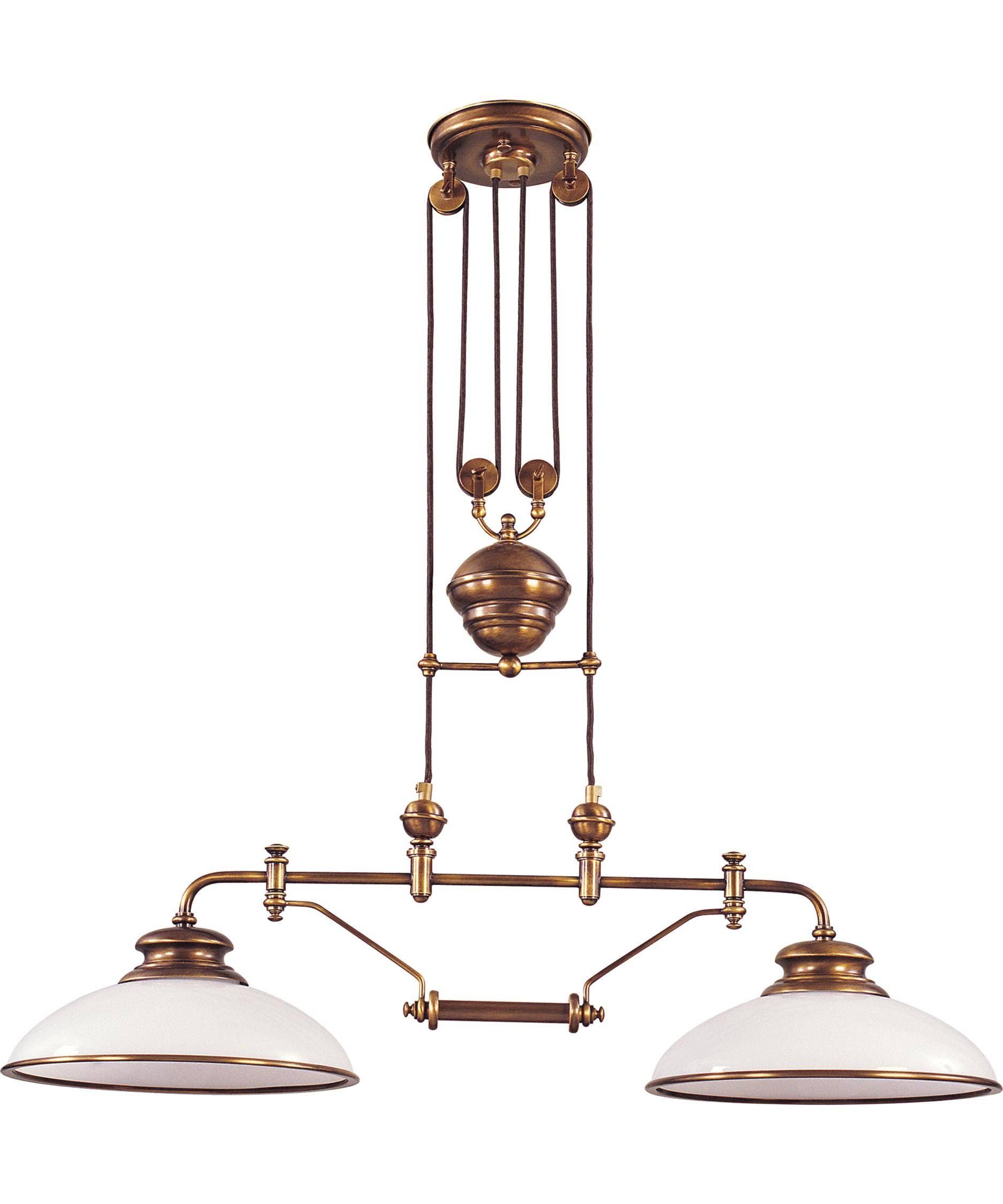 Elk Lighting 6671 2 Classic Pulldown 38 Inch Wide 2 Light Multi With Regard To Pull Down Pendant Lights Fixtures (Photo 13 of 15)