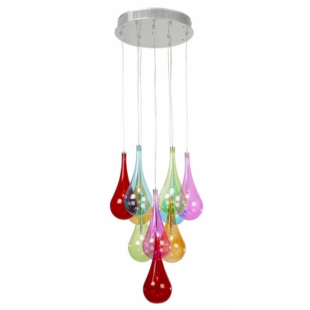 Endon Niro 10multi 10 Light Ceiling Multi Coloured Glass Pendant Light For Multi Coloured Pendant Lights (Photo 1 of 15)