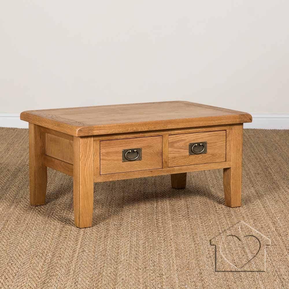 Evesham Oak 2 Drawer Coffee Table Without Shelf – £219.00 – A Regarding Rustic Oak Coffee Table With Drawers (Photo 6 of 15)