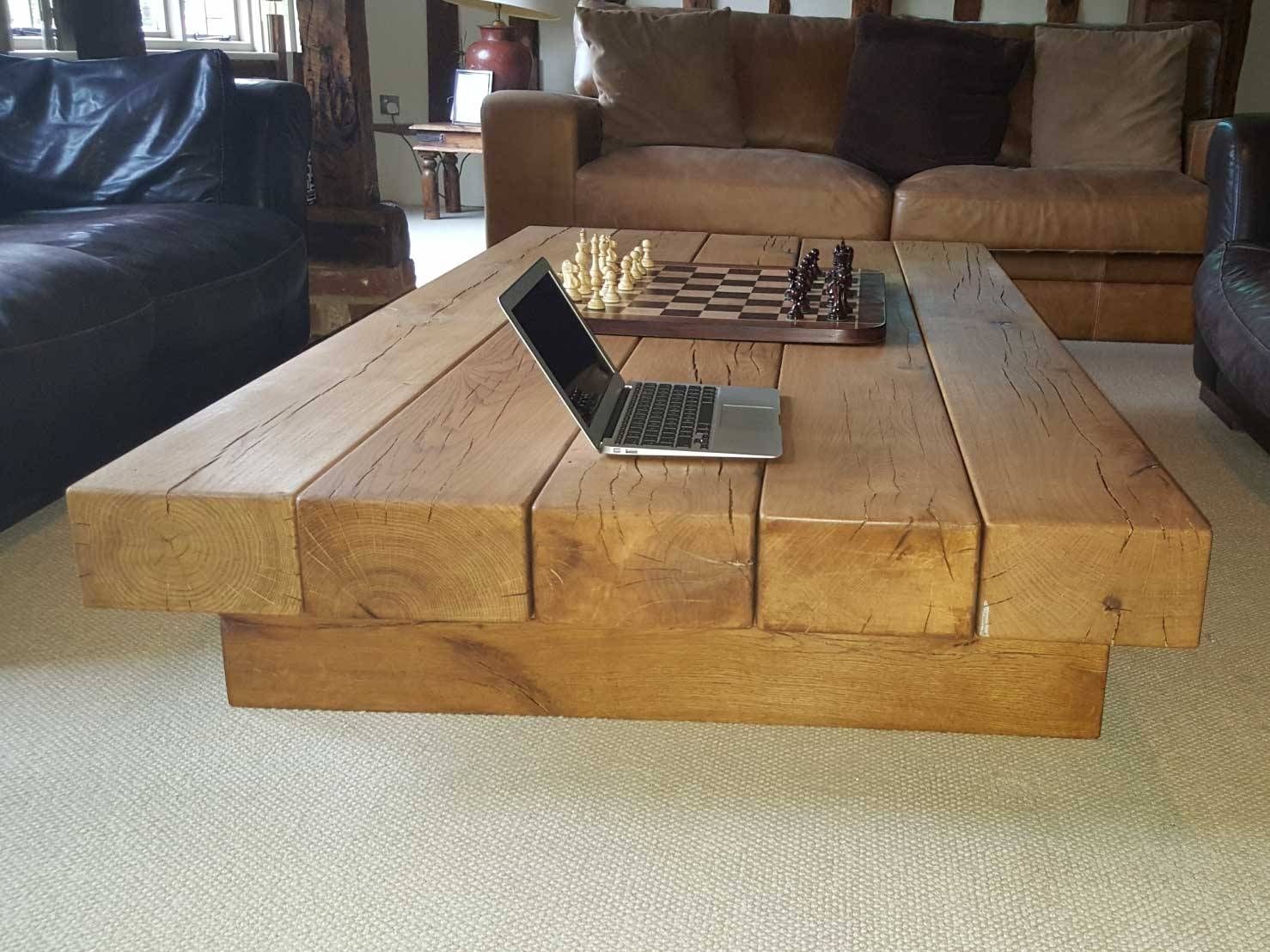 Extra Large Oak Coffee Table Project #334 | Abacus Tables Intended For Oak Beam Coffee Tables (Photo 8 of 15)