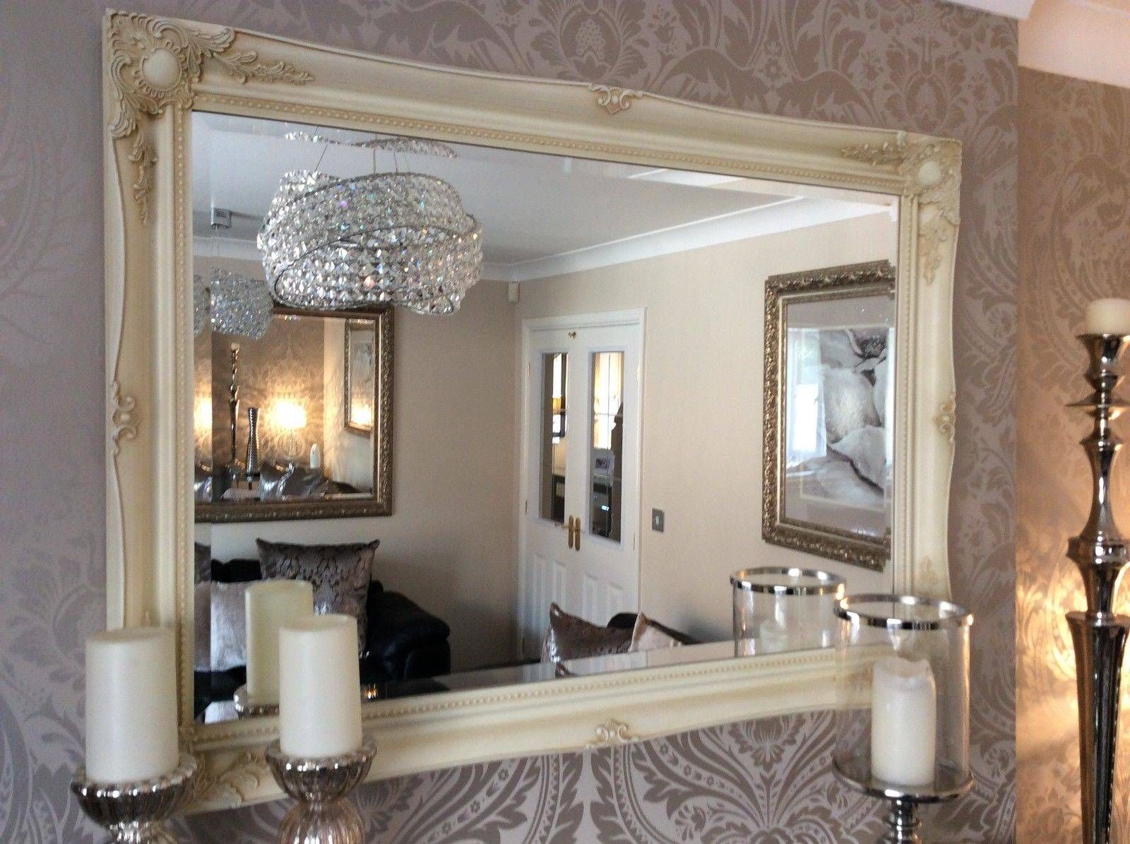 Fabulous Large Cream Decorative Stunning Shabby Chic Wall Mirror With Shabby Chic Wall Mirrors (View 3 of 15)