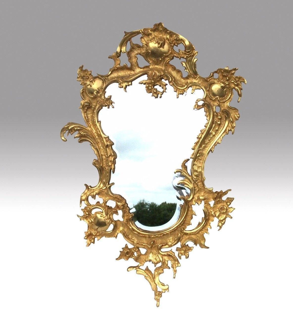Fabulous Pair Gilted Bronze Rococo Style Wall Mirrors (1920 France With Rococo Wall Mirrors (View 2 of 15)