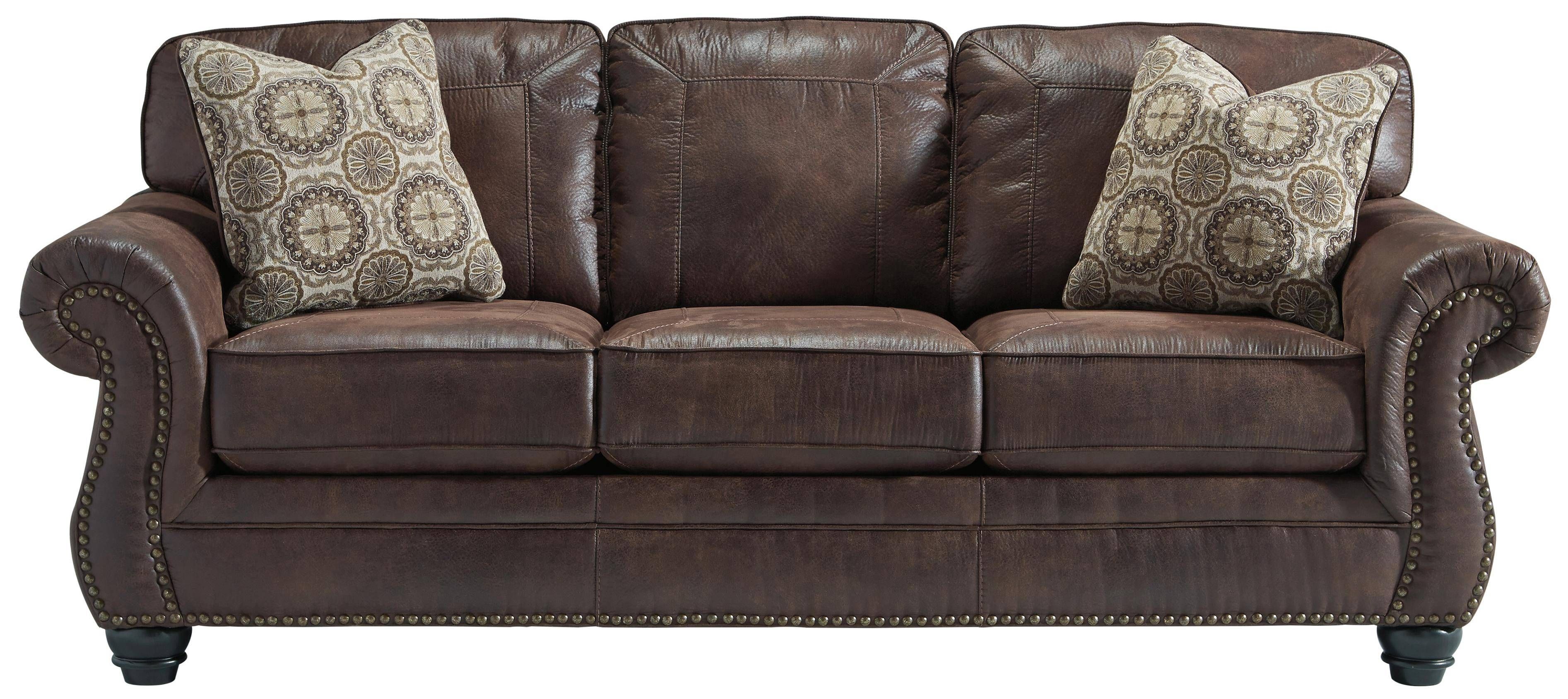 Faux Leather Sofa With Rolled Arms And Nailhead Trimbenchcraft For Brown Leather Sofas With Nailhead Trim (View 5 of 15)