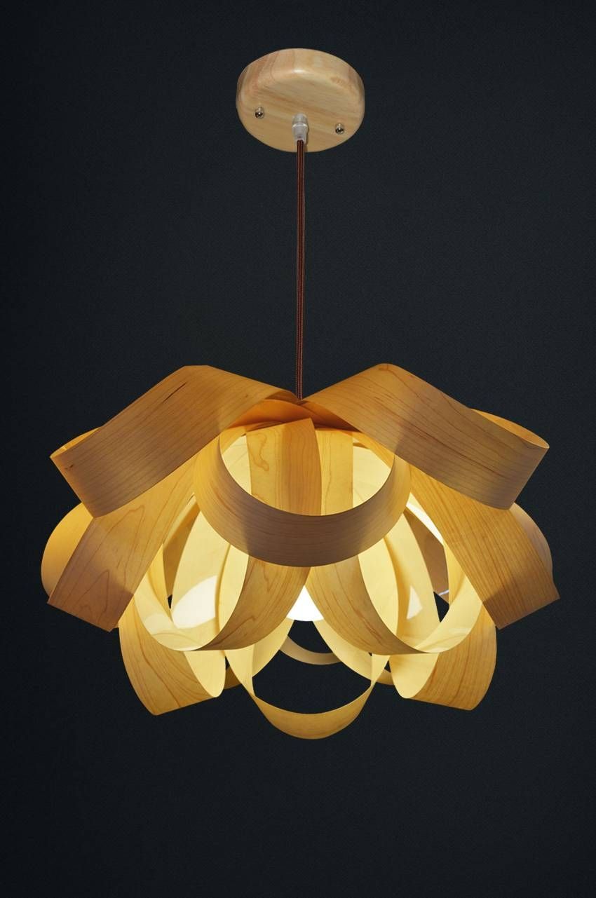 Flower Pendant Lamp Op2040series – Oaklamp Within Wood Veneer Lights Fixtures (Photo 15 of 15)