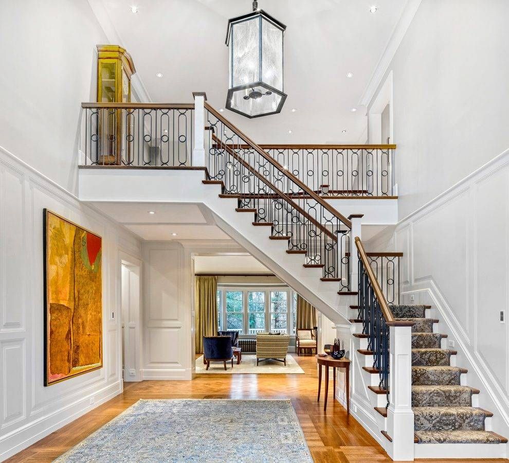 Foyer Entrance Entry Traditional With Double Height Glass Shade Inside Entrance Pendant Lights (View 8 of 15)