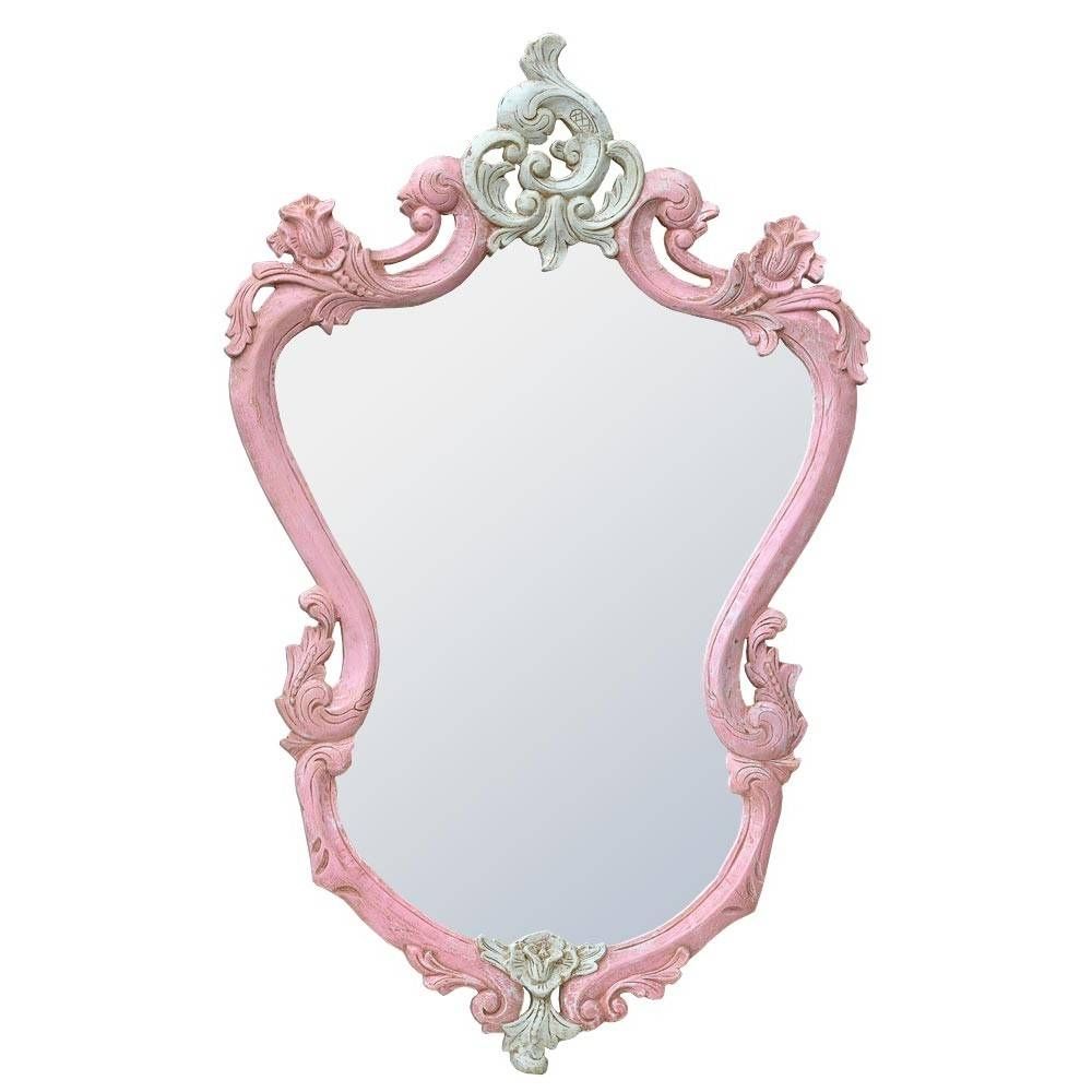 French Rococo Isabella Pink & White Hand Carved Wood Decorative With Rococo Wall Mirrors (View 13 of 15)