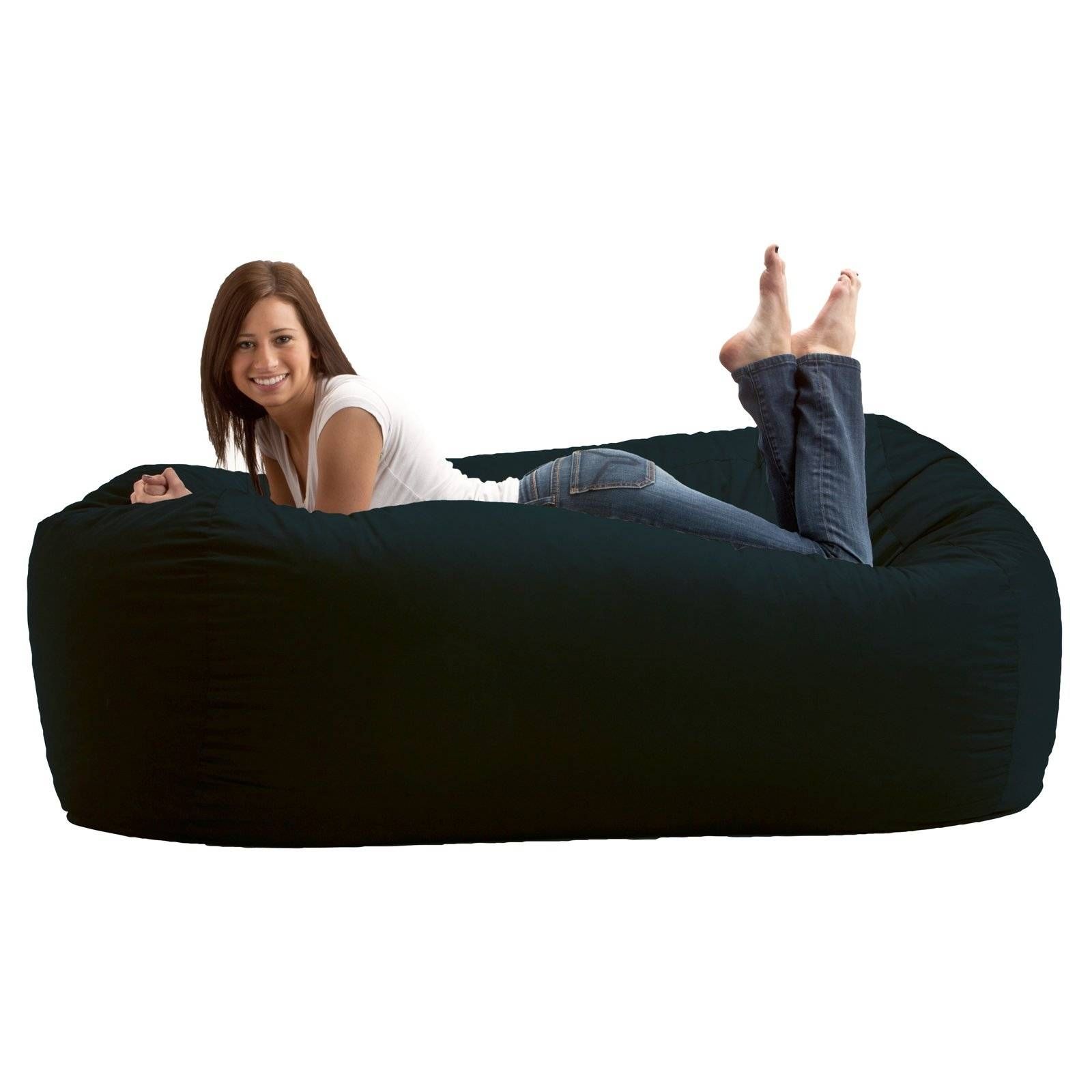 Fuf 4 Ft. Large Comfort Suede Bean Bag Lounger | Hayneedle Pertaining To Bean Bag Sofas And Chairs (Photo 7 of 15)