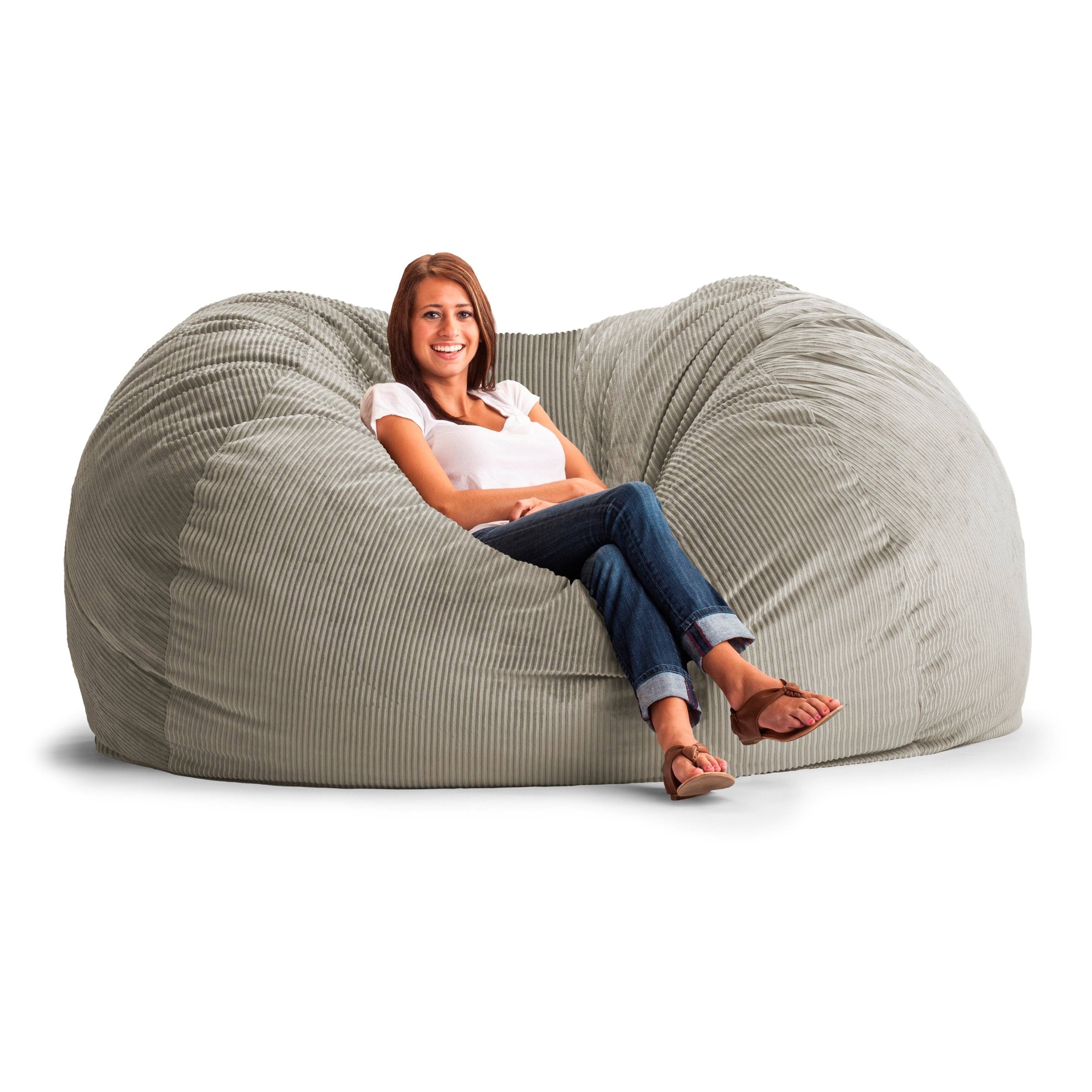 Fuf 7 Ft. Xxl Wide Wale Corduroy Bean Bag Sofa | Hayneedle With Bean Bag Sofas And Chairs (Photo 12 of 15)