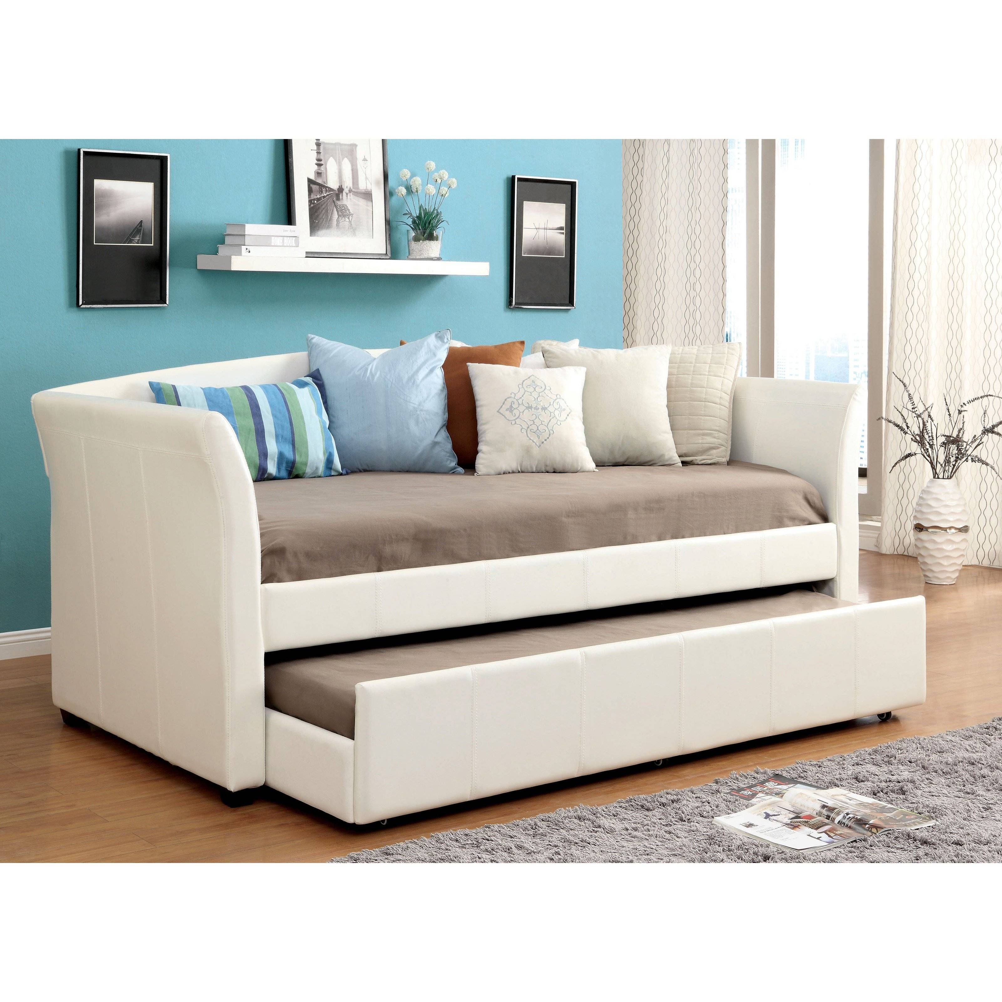 Furniture Of America Roby Leatherette Daybed With Trundle | Hayneedle Intended For Sofas Daybed With Trundle (Photo 15 of 15)