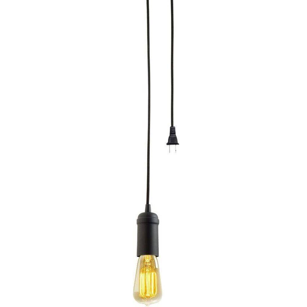 Globe Electric 1 Light Vintage Edison Matte Black Plug In Mini Regarding Hanging Plugin Pendant Lights (Photo 1 of 15)