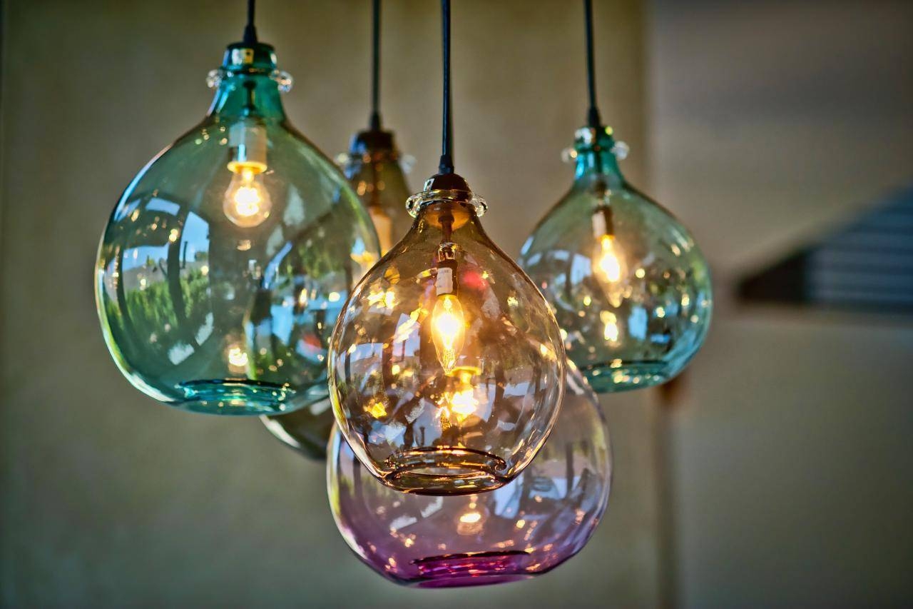 pink kitchen glass pendant light