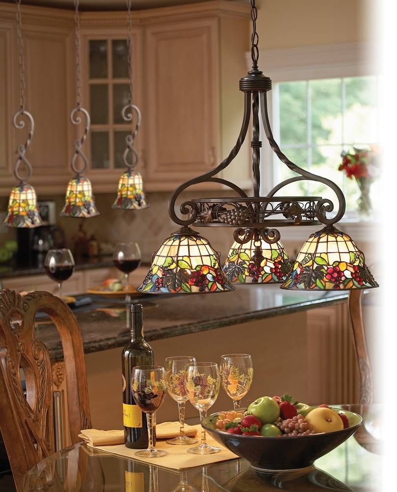 Gorgeous Kitchen Island Lighting Design With Tiffany Stained Glass For Tiffany Pendant Lights For Kitchen (Photo 1 of 15)