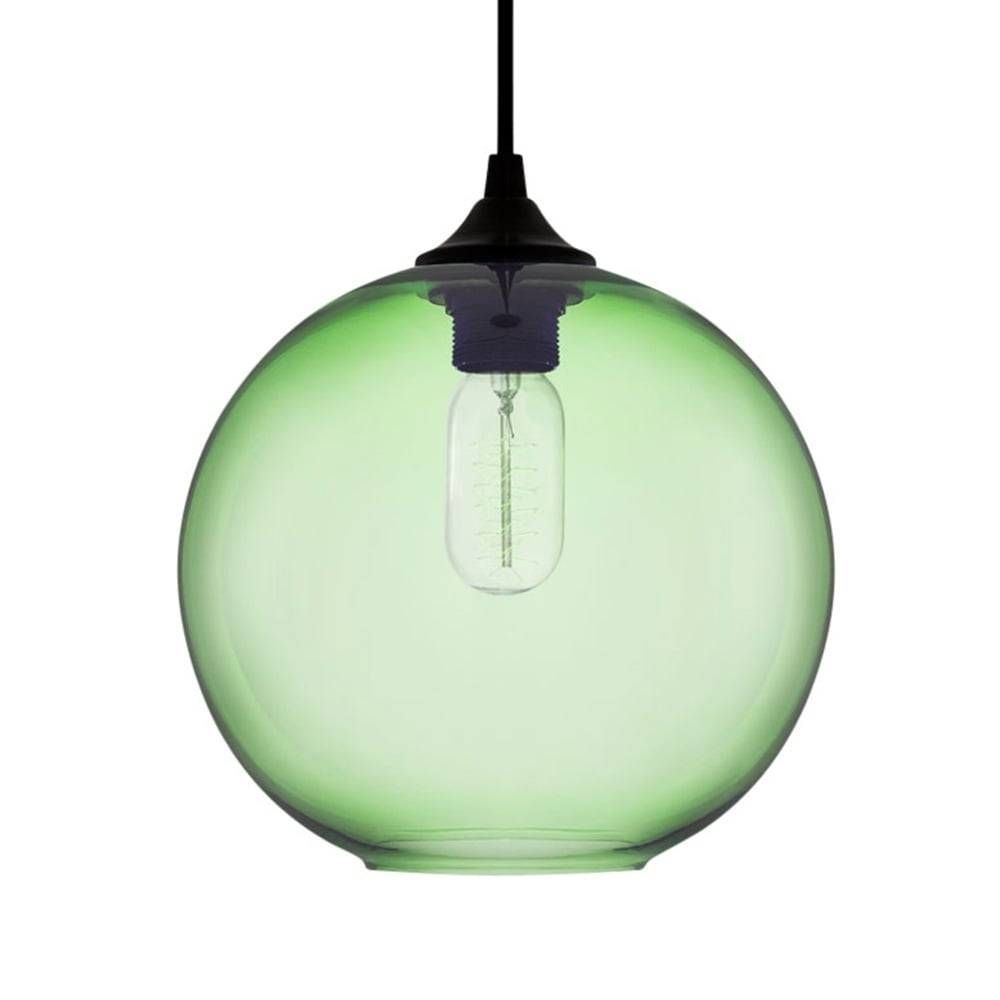 Green Industrial Solitaire Glass Pendant Light | Restaurant Lighting With Green Glass Pendant Lighting (View 10 of 15)
