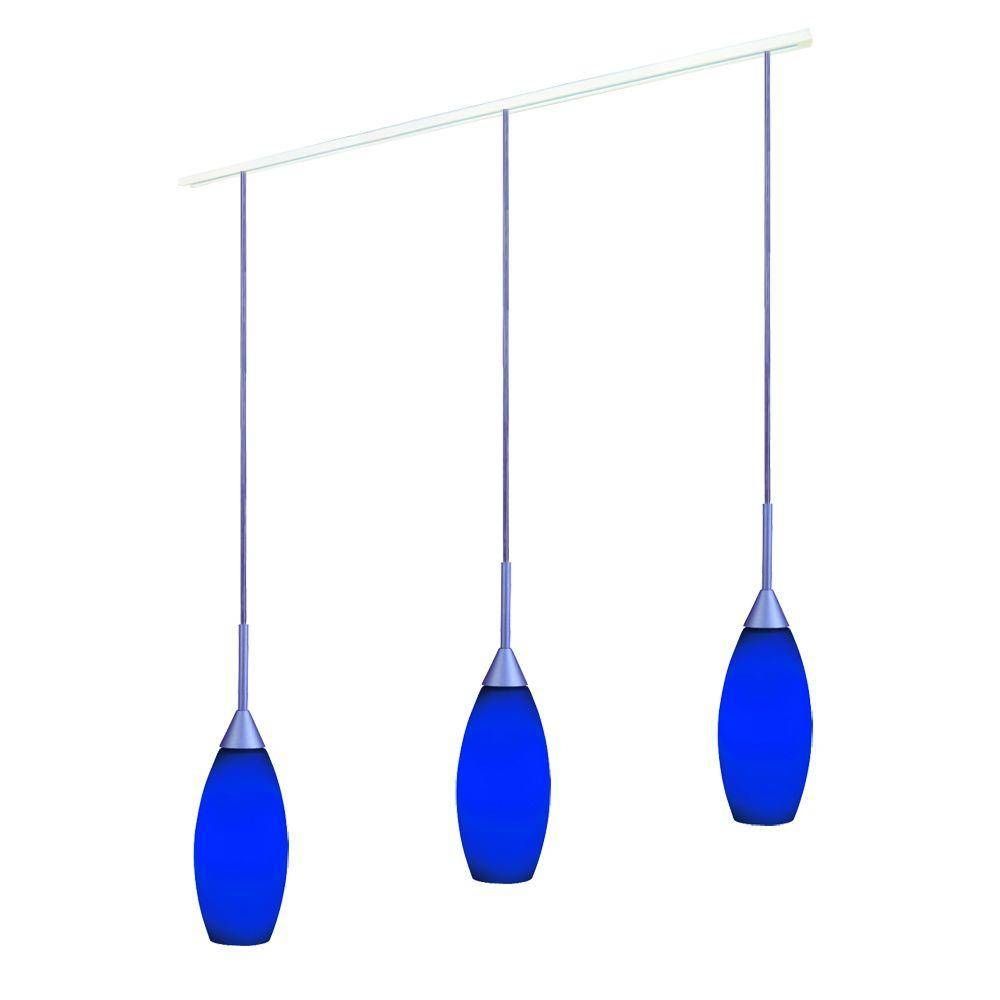 Halo Blue Glass Pendant Track Kit With 3 Pendants Lzr603bl Kit Throughout 3 Pendant Lights Kits (View 15 of 15)