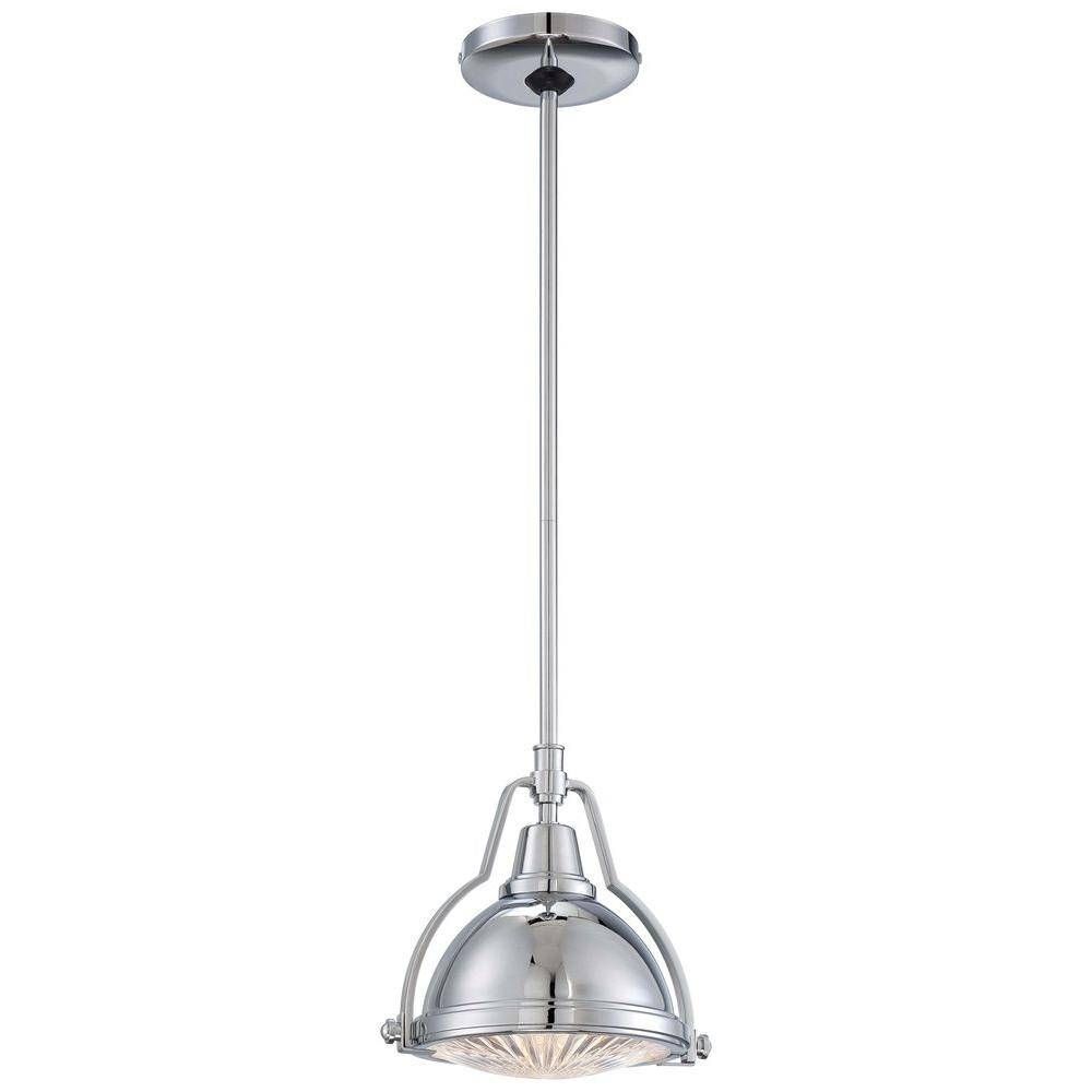 Hampton Bay 1 Light Brushed Nickel/polished Nickel Mini Pendant Intended For Polished Nickel Pendant Lights Fixtures (View 2 of 15)