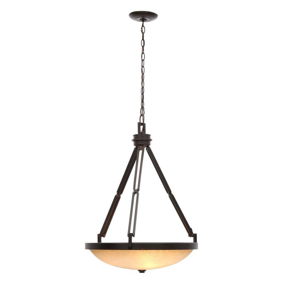 Hampton Bay Alta Loma 3 Light Dark Ridge Bronze Bowl Pendant 27054 Intended For Hampton Bay Pendant Fixtures (Photo 1 of 15)