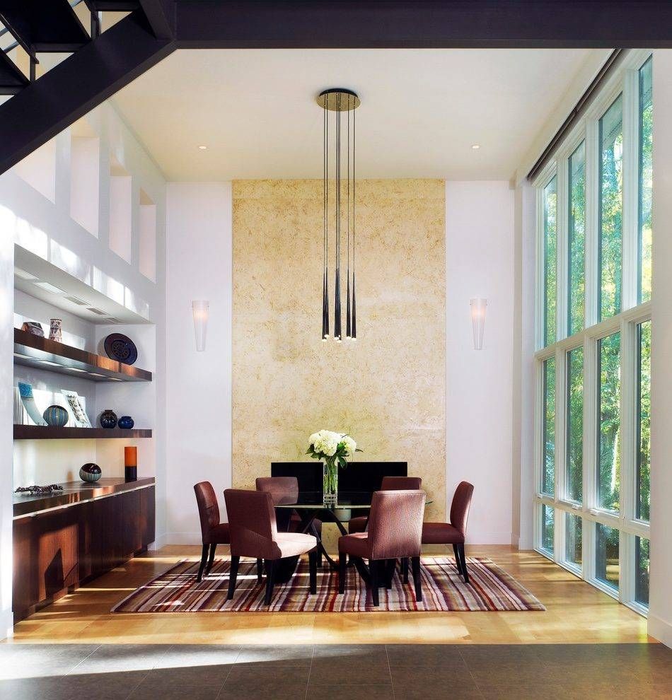 High Ceiling Walls Dining Room Contemporary With Contemporary Inside Pendant Lighting For High Ceilings (Photo 10 of 15)