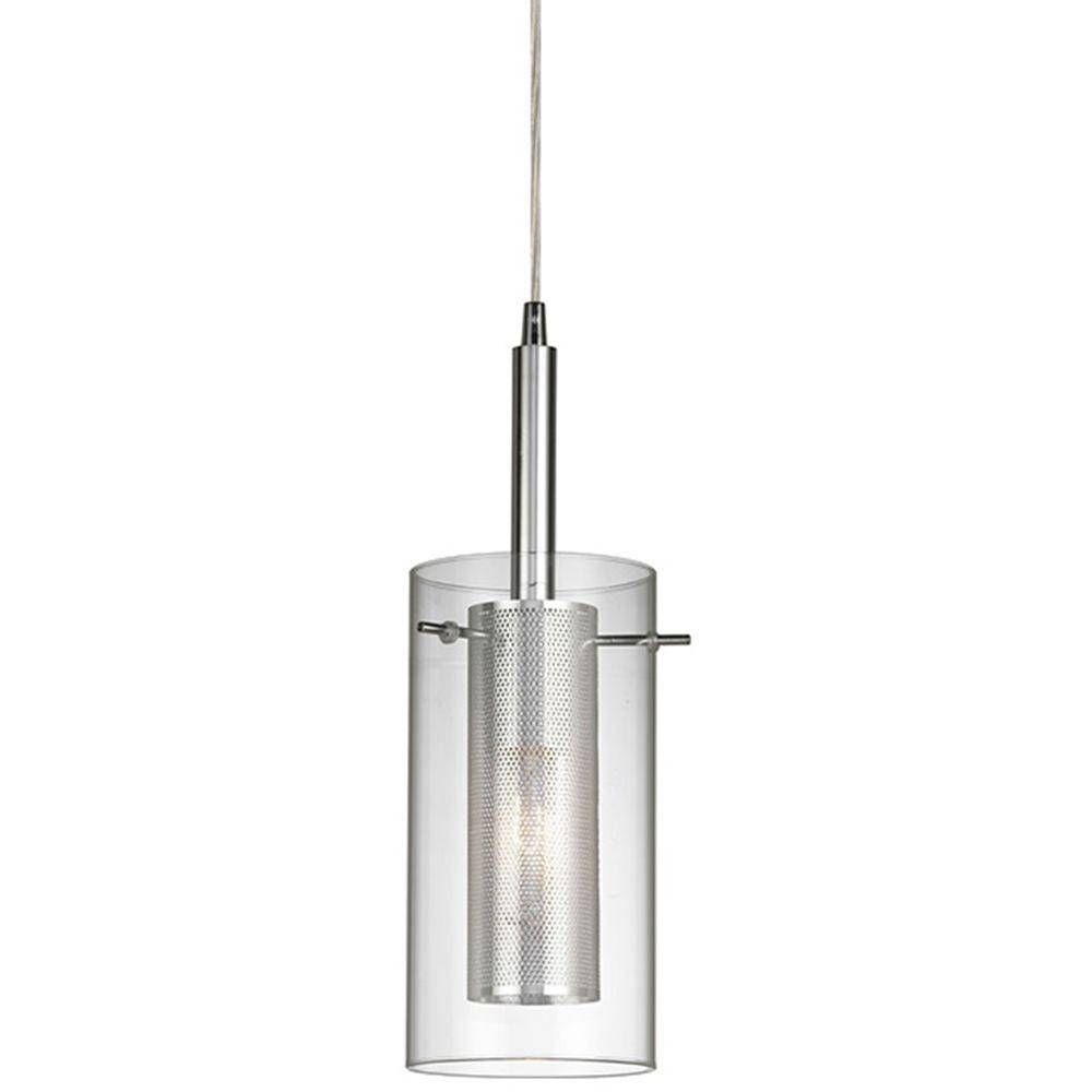 Home Decorators Collection 1 Light Chrome Dual Shade Mesh Cylinder For Epic Lamps Pendant Lights (Photo 4 of 15)