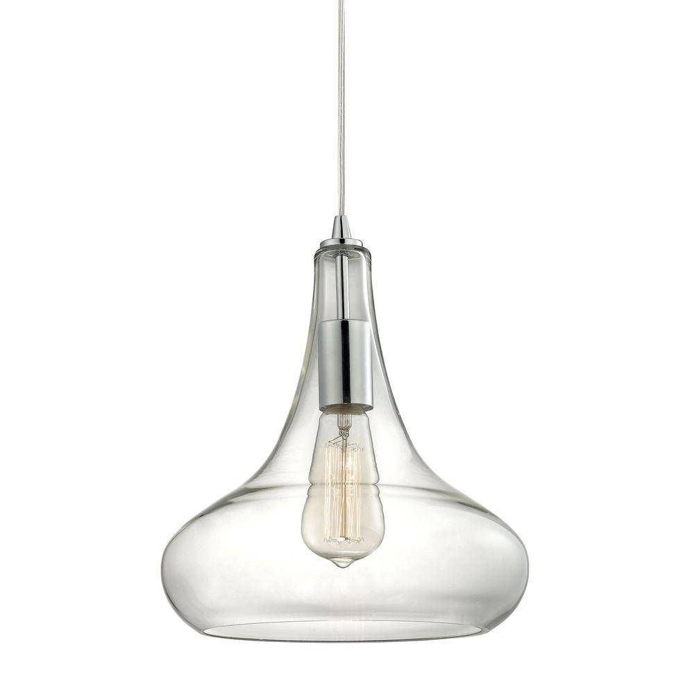 Home Decorators Collection 1 Light Polished Chrome Glass Pendant Pertaining To Round Clear Glass Pendant Lights (View 9 of 15)