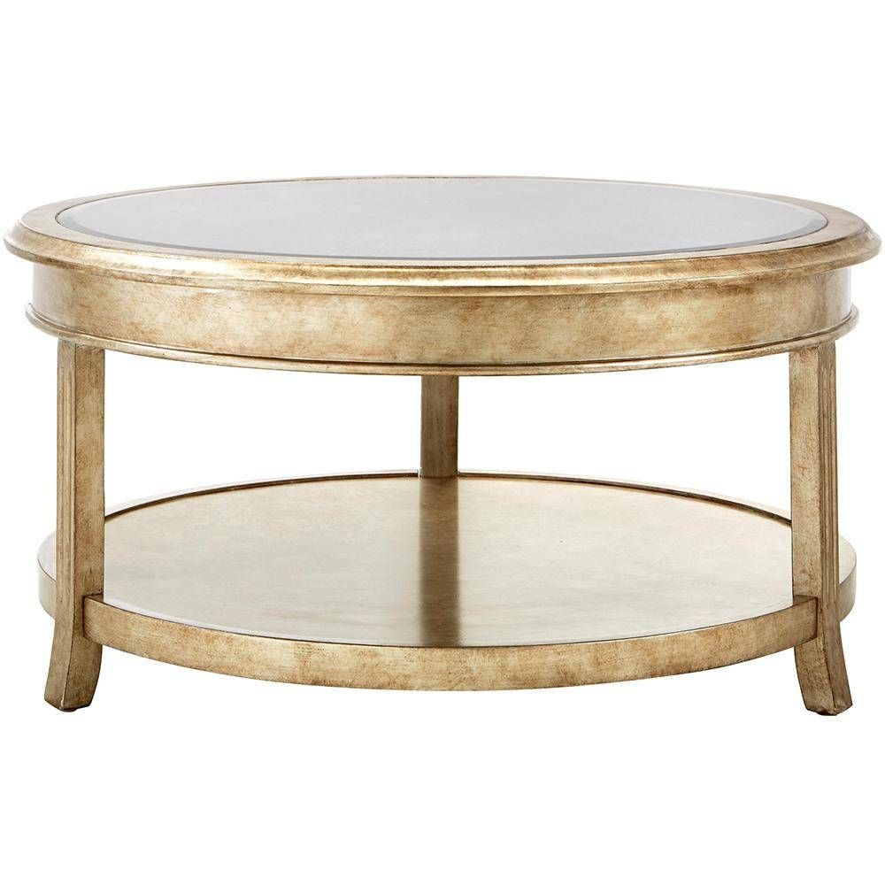 Home Decorators Collection Bevel Mirror Gold Round Coffee Table Throughout Gold Round Coffee Table (View 2 of 15)