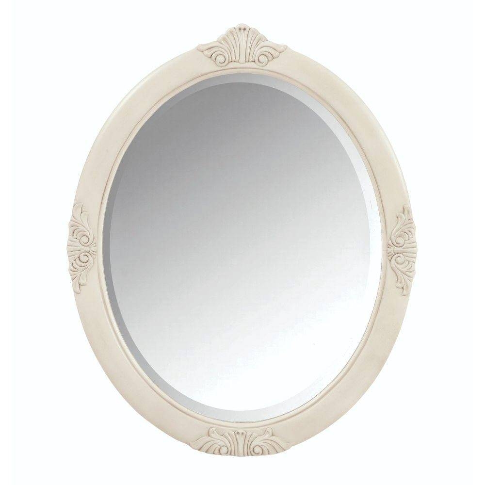 Home Decorators Collection Winslow 30 In. W X 37 In. H Single Throughout Antique White Oval Mirrors (Photo 1 of 15)