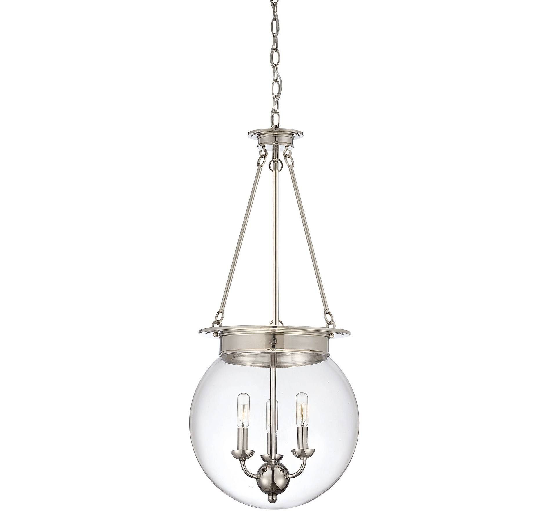 House 7 3301 3 109 Glass Orb 14" Pendant In Polished Nickel Pertaining To Glass Orb Lights (View 10 of 15)