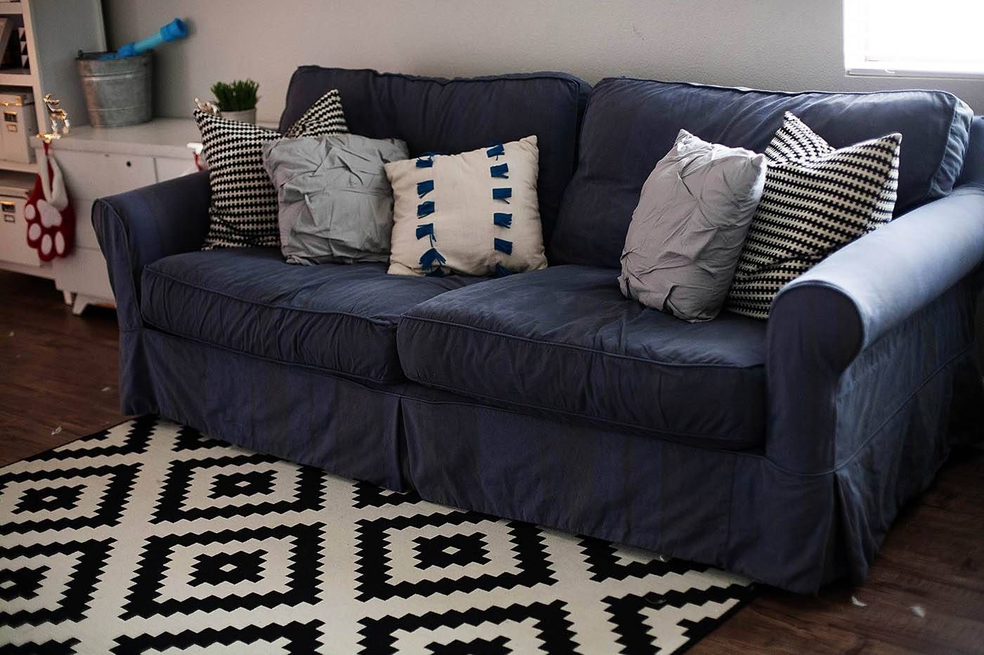 How To Dye A Sofa Slipcover With Regard To Blue Sofa Slipcovers (Photo 5 of 15)
