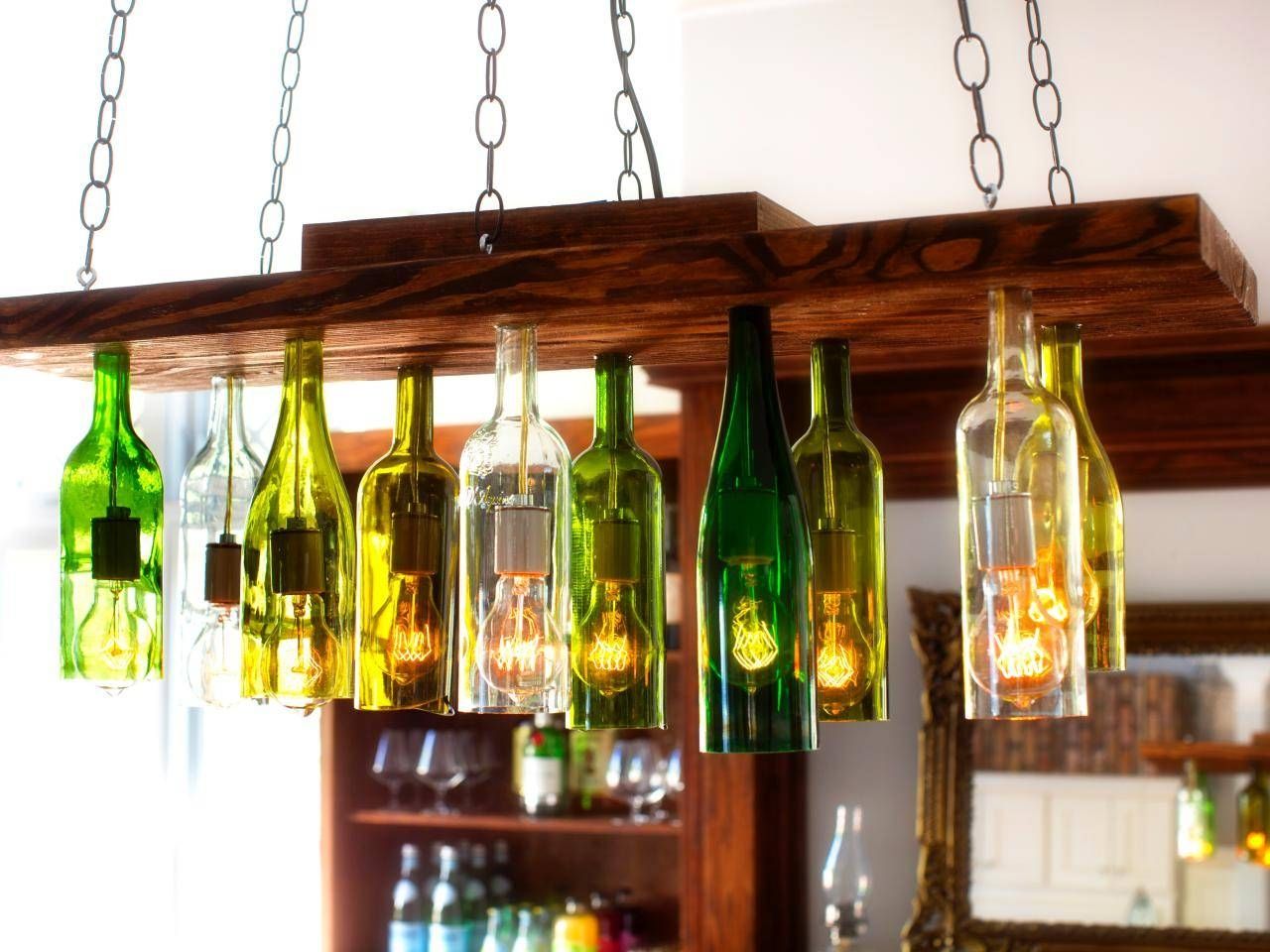 How To Make A Chandelier From Old Wine Bottles | How Tos | Diy Intended For Wine Bottle Ceiling Lights (Photo 8 of 15)