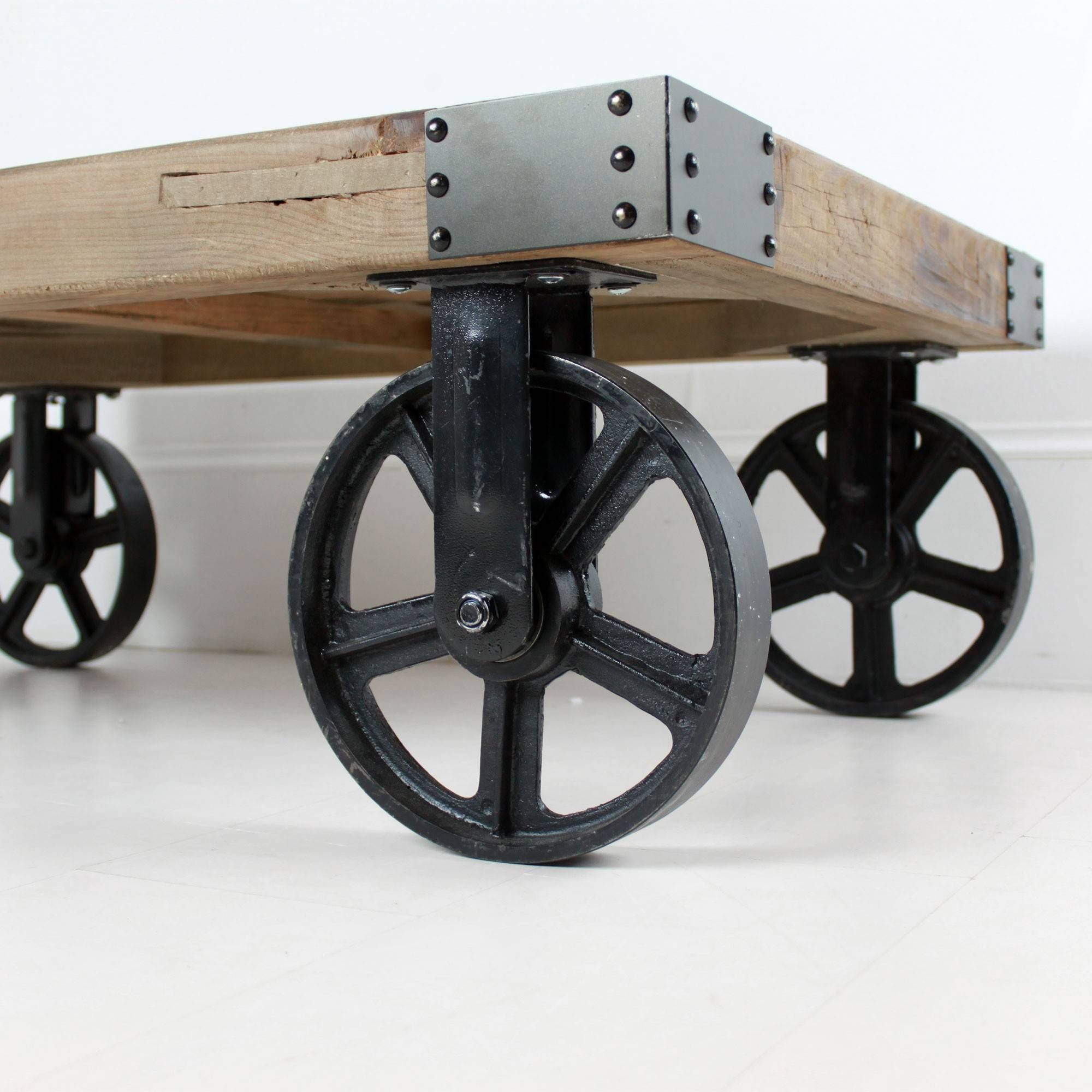 Industrial Coffee Table On Wheels In Industrial Coffee Tables (View 1 of 15)