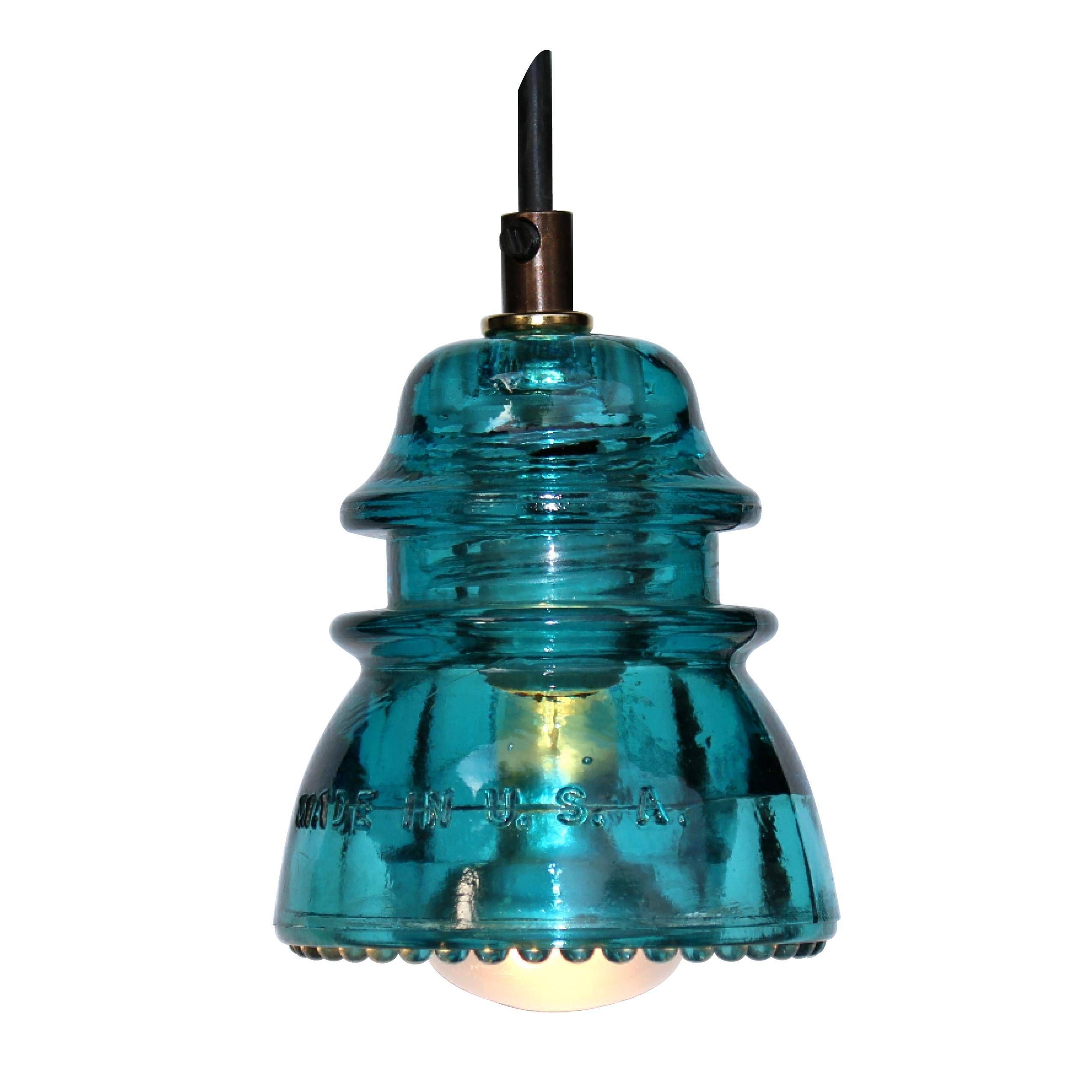 Insulator Light Pendant Blue Green – 120v/40w Bulb – Railroadware With Insulator Pendant Lights (View 4 of 15)