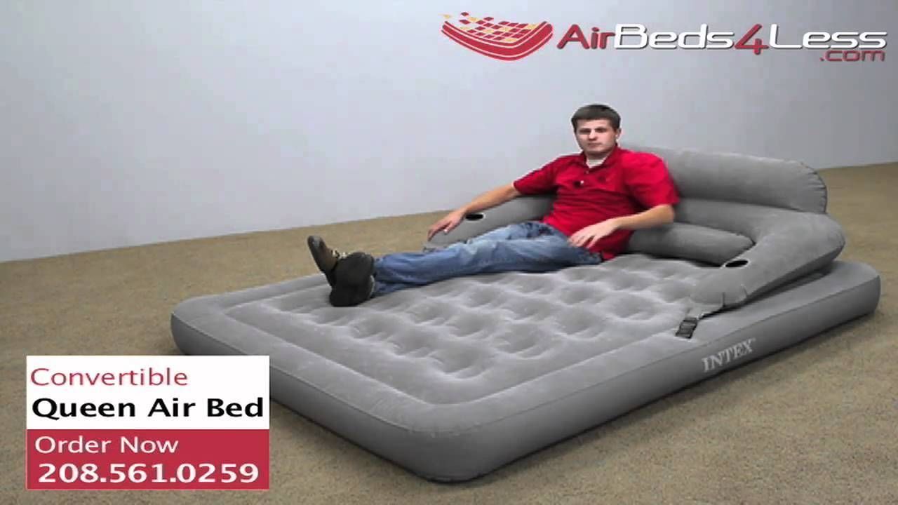 Intex Convertible Lounge Queen Camping Air Bed – Youtube Regarding Intex Queen Sleeper Sofas (View 14 of 15)