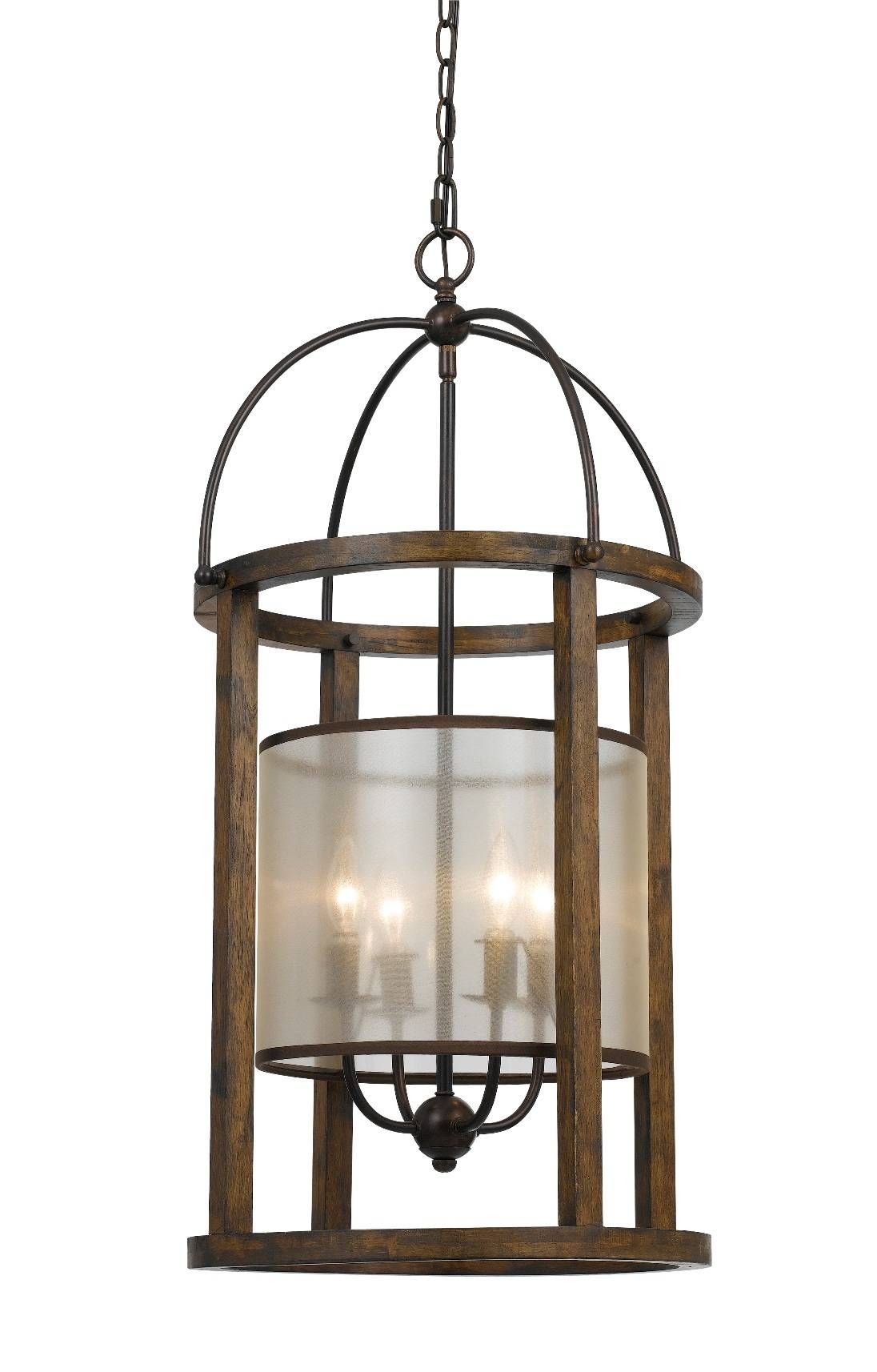 Iron & Wood Sheer Shade Chandelier 16" | Lamp Shade Pro With Regard To Arts And Crafts Pendant Lighting (View 12 of 15)